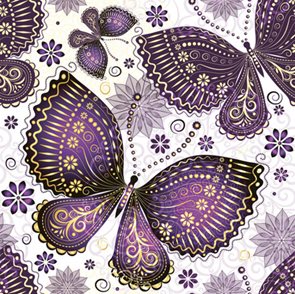 Stil Ubrousky 33 x 33 dekorativní - Motýli - fialová