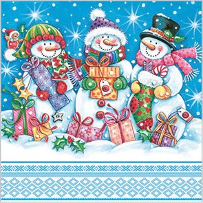 Stil Ubrousky 33 x 33 Vánoce - Sněhuláci s dárky