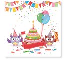 Stil Ubrousky 33 × 33 dekorativní - sovy s dortem a balónky