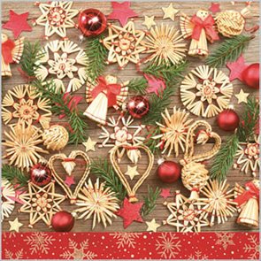 Stil Ubrousky 33 × 33 Vánoce - Slaměné vánoční ozdoby