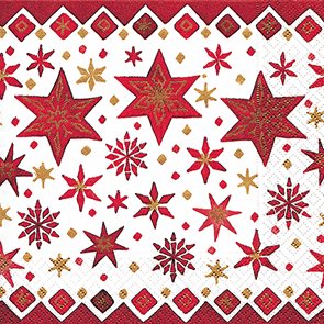 Vánoční ubrousky 33 × 33 cm, 20 ks - Severské hvězdy