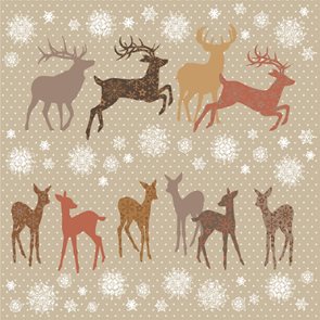 Vánoční ubrousky 33 x 33 cm, 20 ks - Vánoční jeleni