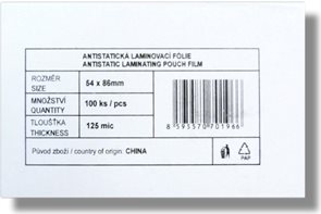 Laminovací fólie - kapsy 54 x 86 mm, 125 mic (100 ks)
