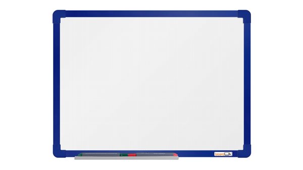 Levně boardOK Bílá magnetická tabule s emailovým povrchem 60 × 45 cm, modrý rám