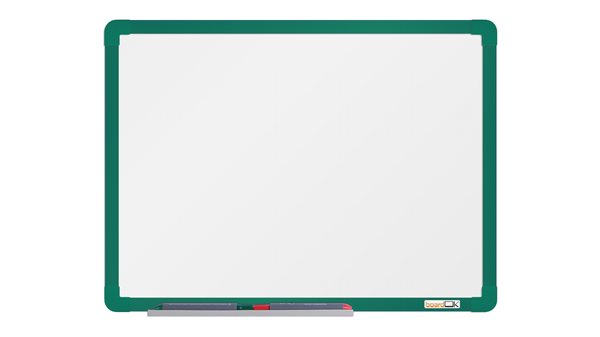 Levně boardOK Bílá magnetická tabule s emailovým povrchem 60 × 45 cm, zelený rám