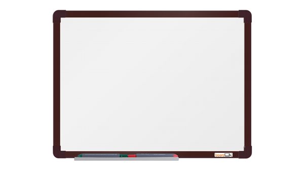boardOK Bílá magnetická tabule s keramickým povrchem 60 × 45 cm, hnědý rám