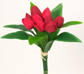 Kytice červených  tulipánů 9ks
