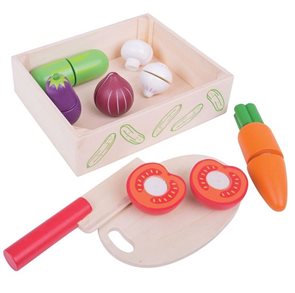 Dřevěné potraviny - krájení zeleniny v krabičce