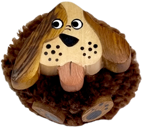 Dřevěn&#225; magnetka velk&#225; - pompon Pes