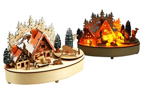 Zimní vesnice s hudbou a osvětlením Advent