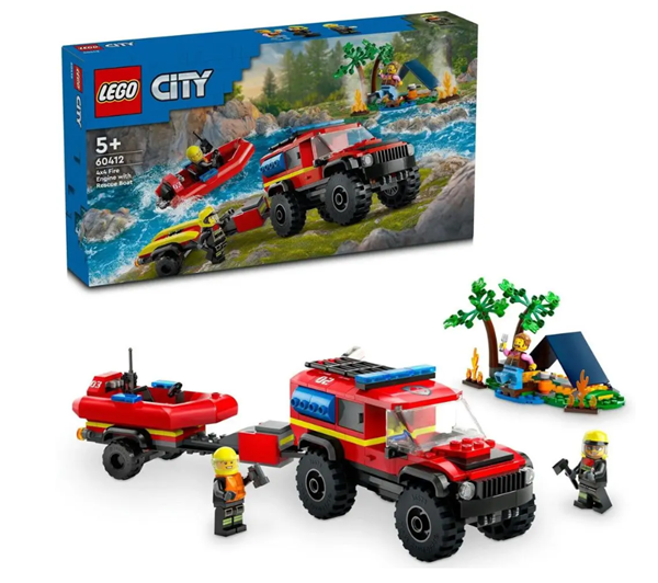 Levně LEGO® City 60412 Hasičský vůz 4 x 4 a záchranný člun