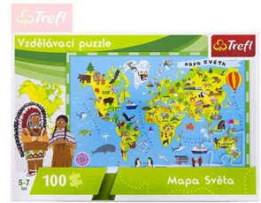 Vzdělávací puzzle mapa světa 100 dílků 60x40cm