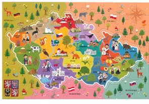 Vzdělávací puzzle mapa České republiky 44 dílků 60x40cm