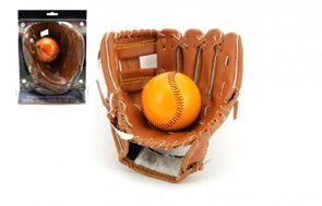 Baseballová rukavice + míček kožená vel. 8,5" 17x21cm