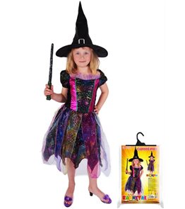 Karnevalový kostým čarodějnice/ Halloween barevná, vel. S