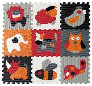 Pěnové puzzle Zvířata šedá-červená SX (30x30)