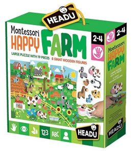 Puzzle Farma s 8 dřevěnými vkládacími figurkami (Montessori)