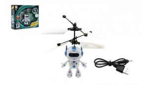 Vrtulníkový robot létající, 13 x 11cm s USB kabelem na nabíjení, svítící
