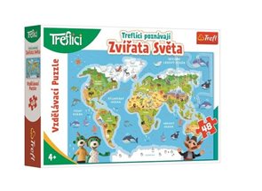 Puzzle Treflíci poznávají Zvířata světa 48 dílků, 60 x 40 cm 