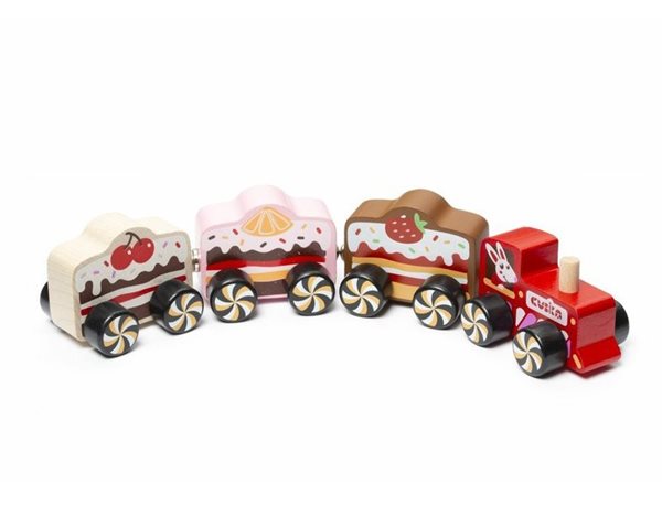 Vlak "Cakes" - dřevěný vláček s magnety 4 díly