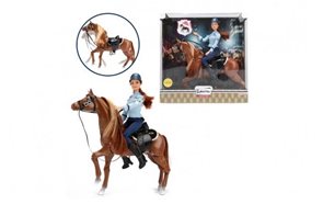 Panenka policistka kloubová 30 cm na koni se sedlem