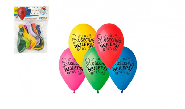 Balonky nafukovací průměr 26 cm - Všechno nejlepší 10 ks