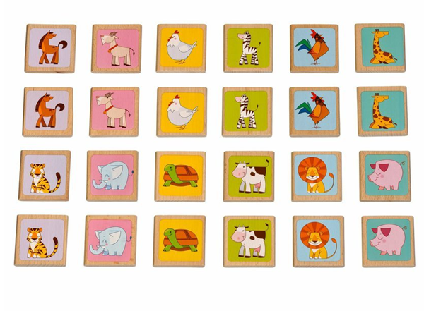 Levně Zvířátka - dřevěné dětské pexeso 24 kartiček