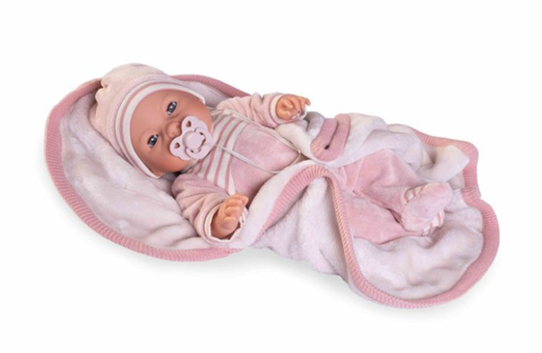 Levně Antonio Juan 14155 BIMBA - mrkací panenka miminko se zvuky a měkkým látkovým tělem - 37 cm