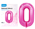 Balónek fóliový nafukovací číslo 0, růžový 43 cm