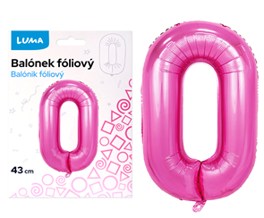 Bal&#243;nek f&#243;liov&#253; nafukovac&#237; č&#237;slo 0, růžov&#253; 43 cm