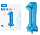 Balónek fóliový nafukovací číslo 1, modrý 43 cm