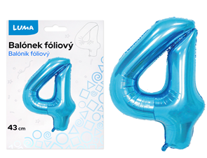 Bal&#243;nek f&#243;liov&#253; nafukovac&#237; č&#237;slo 4, modr&#253; 43 cm
