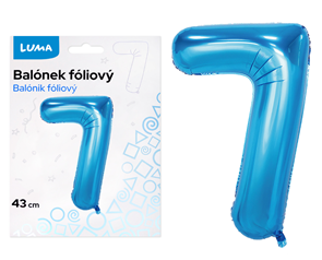 Bal&#243;nek f&#243;liov&#253; nafukovac&#237; č&#237;slo 7, modr&#253; 43 cm
