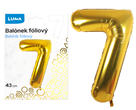 Balónek fóliový nafukovací číslo 7, zlatý 43 cm
