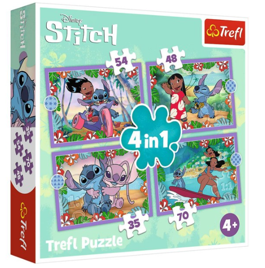 Puzzle 4 v 1 Bláznivý den Lilo&Stitch