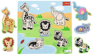 Vkl&#225;dačka/ Puzzle deskov&#233; obrysov&#233; zv&#237;ř&#225;tka safari
