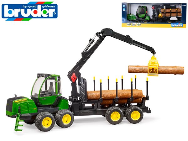 Levně Bruder traktor 59 cm na volný chod se 4 kládami