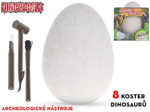 Dinoworld zkamenělina vejce 19,5 cm s 8 dinosaury + doplňky 
