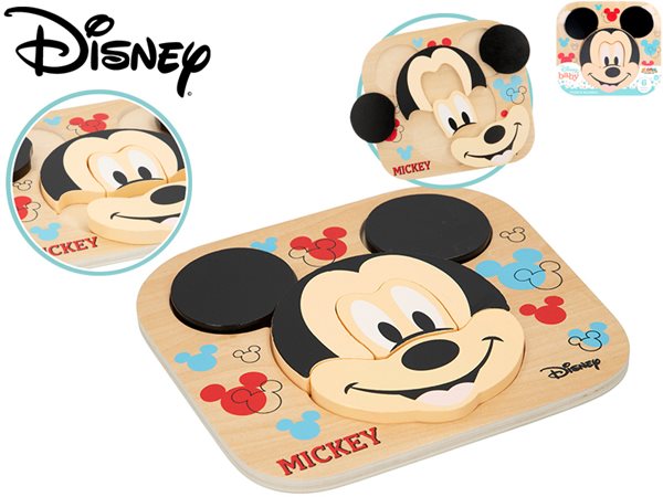 Levně Mickey Mouse puzzle dřevěné 6 dílků