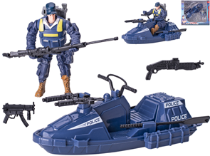 Policie člun 17 cm s policistou a doplňky 