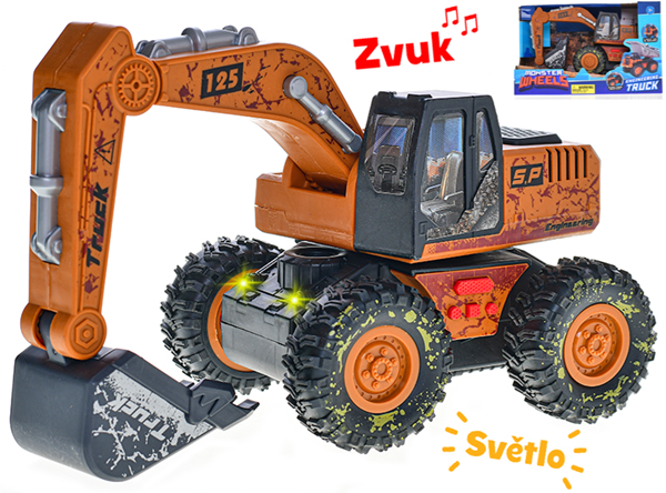 Bagr 25 cm na setrvačník na baterie se světlem a zvukem 