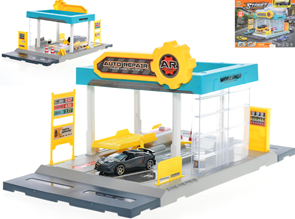 Stavebnice autoservis 34 x 17 cm 24 ks s autem 7 cm kov voln&#253; chod s doplňky 