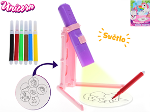 Unicorn projektor 13 cm na baterie se světlem 