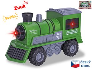 Lokomotiva zelen&#225; 22,5 cm 1:16 na setrvačn&#237;k na baterie se světlem a zvukem 