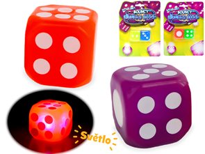 Hrac&#237; kostka Jumbo 3,6 cm na baterie se světlem, 2 ks na kartě, mix barev