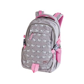 Studentský batoh dvoukomorový Easy - šedý s jednorožci
