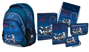 Školní set Speed Racing Junior (batoh + penál + sáček + peněženka + boxy na sešity A4 a A5)