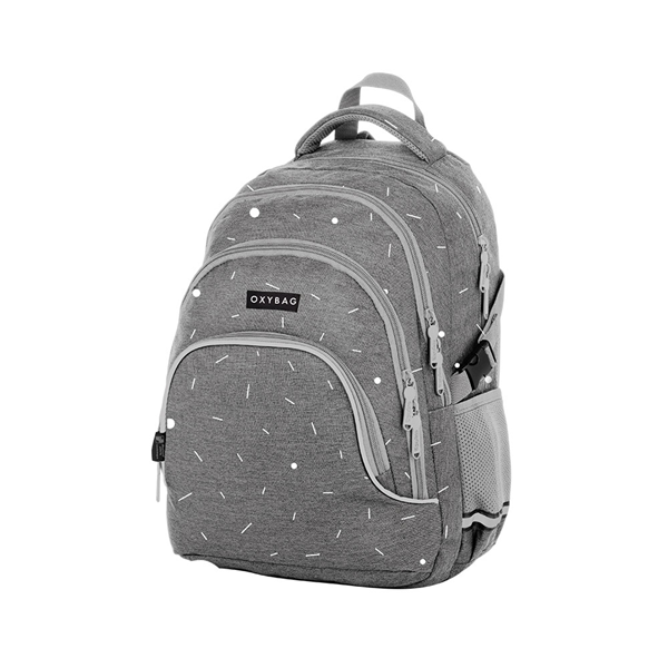 Školní batoh OXY SCOOLER - Grey geometric