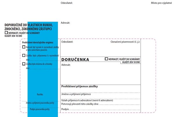 Levně Doručenka modrý pruh Správní řád, s poučením - B6 125×176 mm