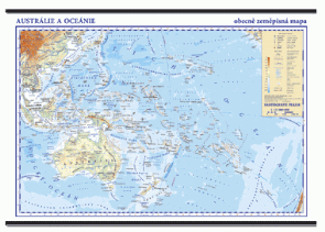 Austrálie, Oceánie -školní- obecně zeměpisná - nástěnná mapa - 1:13 000 000